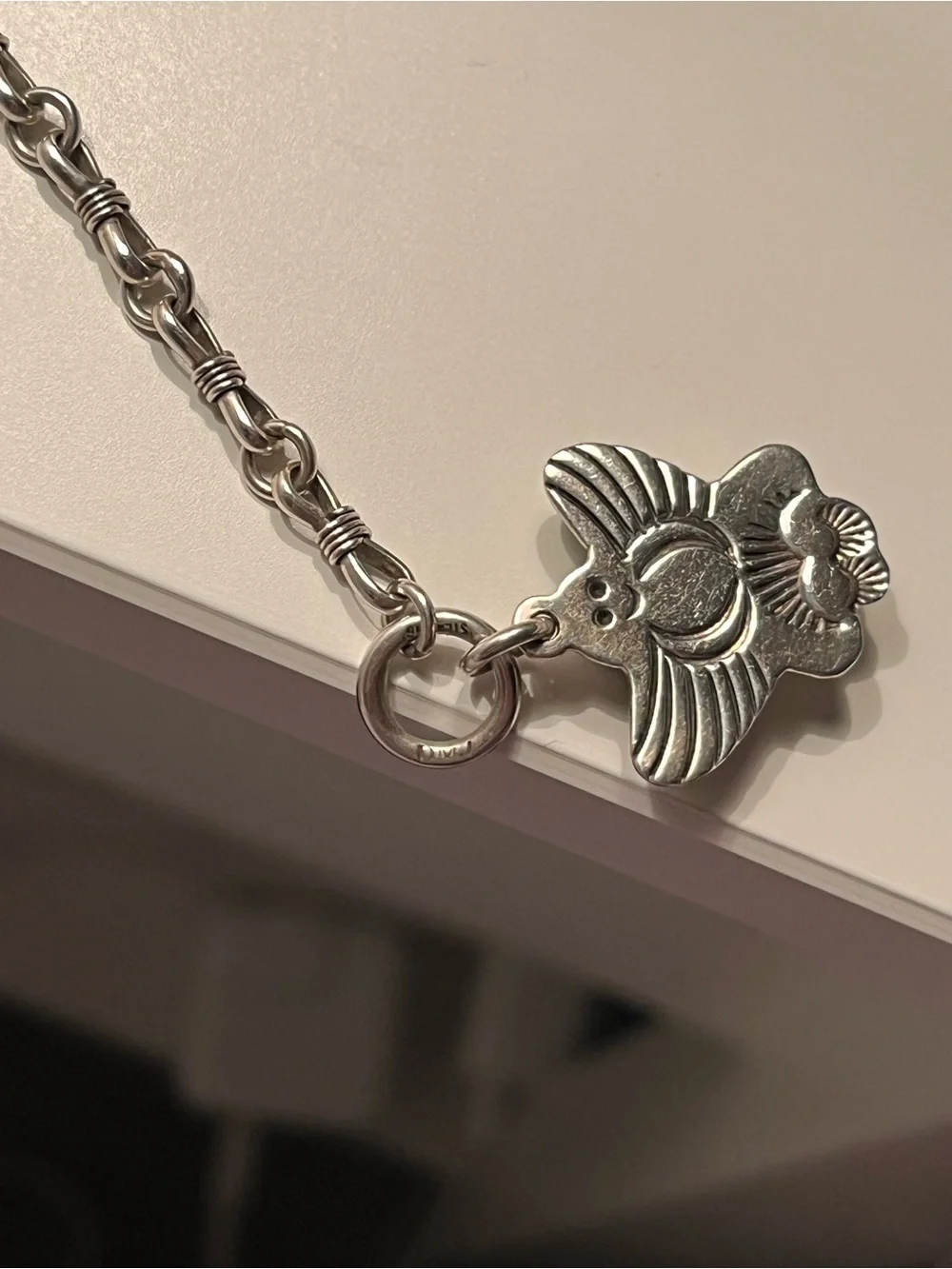 Southwest Navajo style turquoise bird pendant and Sterling Silver chain necklace